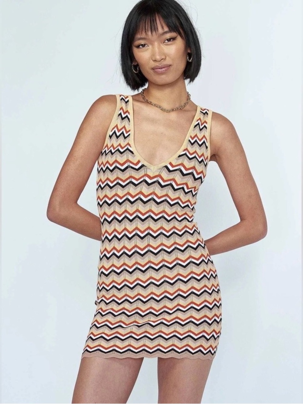 Princess Polly chevronZigzag Knit Mini Dress L/XL